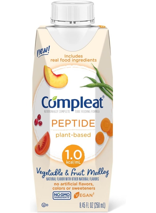 COMPLEAT Peptide 1.0 Cal, Vegetable & Fruit Medley 24 x 8.45floz carton - Image 2